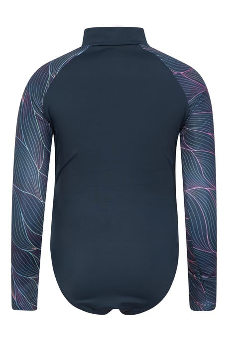 'Mira' Kids Printed Rash Swimsuit Long Sleeve Stretchy Summer Swimwear Navy - Image 4