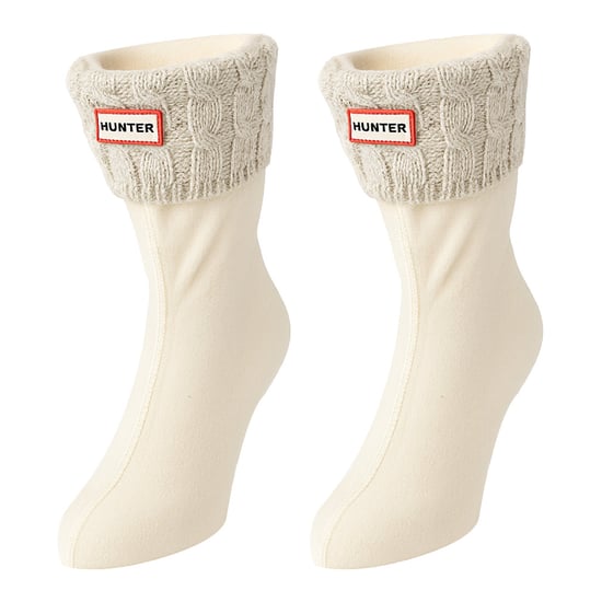 Hunter Recycled 6 Stitch Cable Short White Boot Socks - Image 1