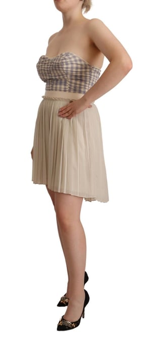 Beige Fållad A-linjeklänning - Image 2