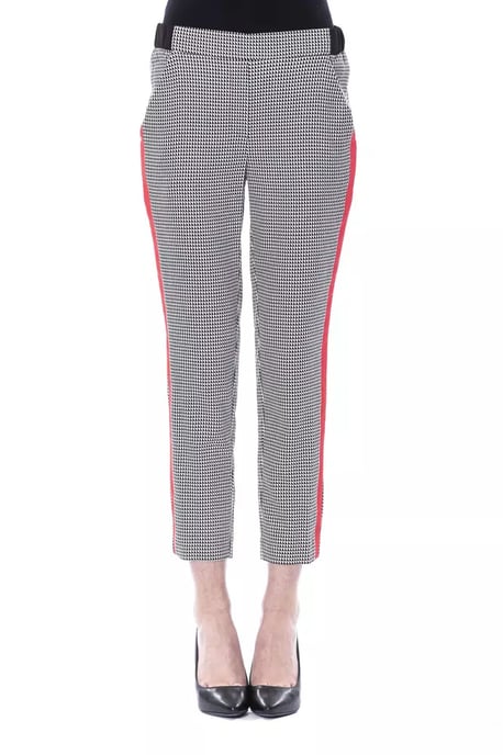 Geribbelde Houndstooth Broek met Rode Zijkantstripe - Image 1