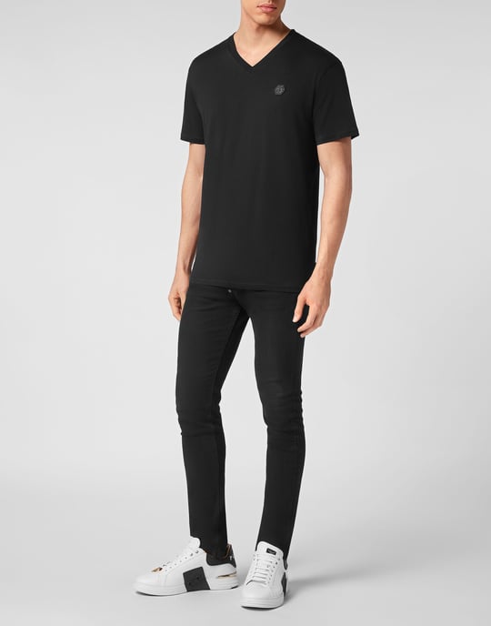 T-Shirt V-Hals Gothic Plein - Image 4