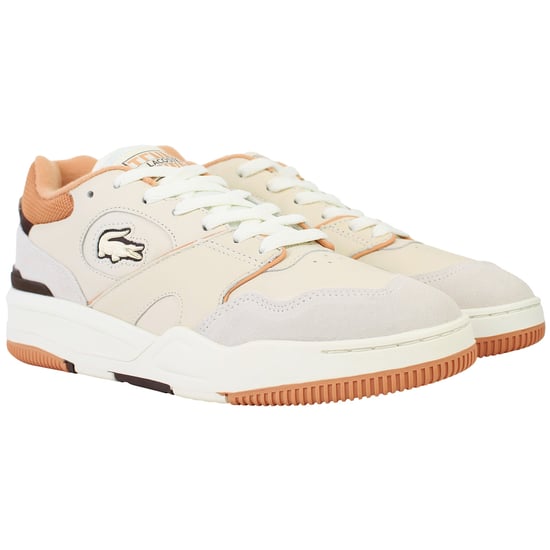 Lacoste Lineshot 124 3 Mens Off White/Brown Trainers - Image 2