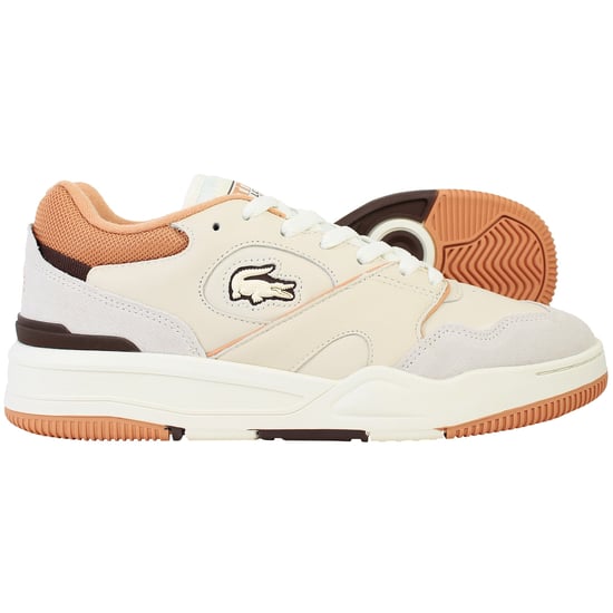 Lacoste Lineshot 124 3 Mens Off White/Brown Trainers - Image 4
