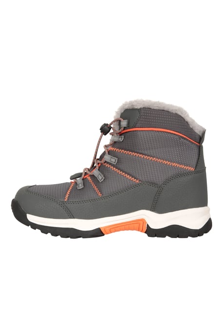 'Comet' Kids Snow Boots Faux Fur Lined Waterproof Walking Winter Shoes Orange - Image 4