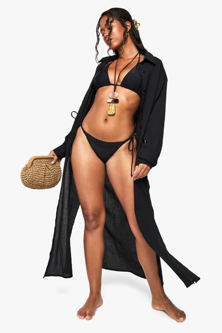 Crinkle Cotton Maxi Beach Shirt - Image 1