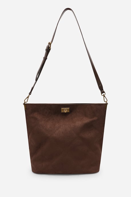 Where's That From Womens 'Fern' Suede Shoulder Bag with Turn Lock - Image 2
