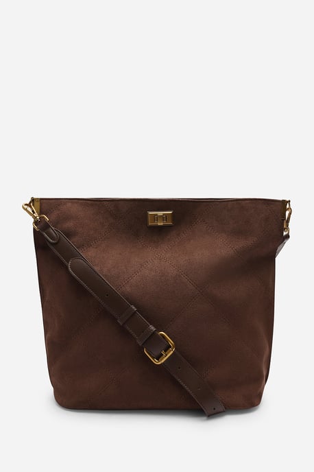 Where's That From Womens 'Fern' Suede Shoulder Bag with Turn Lock - Image 3