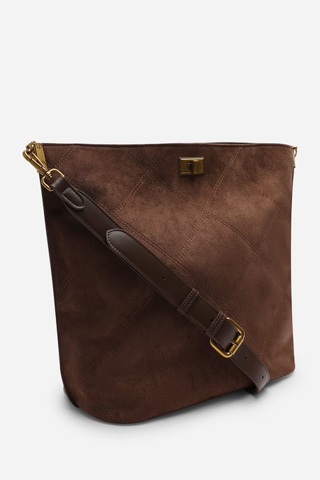 Where's That From Womens 'Fern' Suede Shoulder Bag with Turn Lock - Image 4