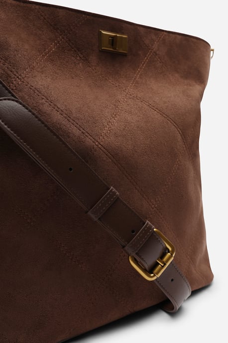 Where's That From Womens 'Fern' Suede Shoulder Bag with Turn Lock - Image 5