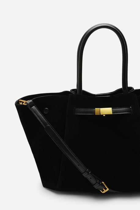 Where's That From Womens 'Dove' Suede Handheld Tote Bag - Image 4