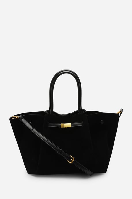 Where's That From Womens 'Dove' Suede Handheld Tote Bag - Image 5