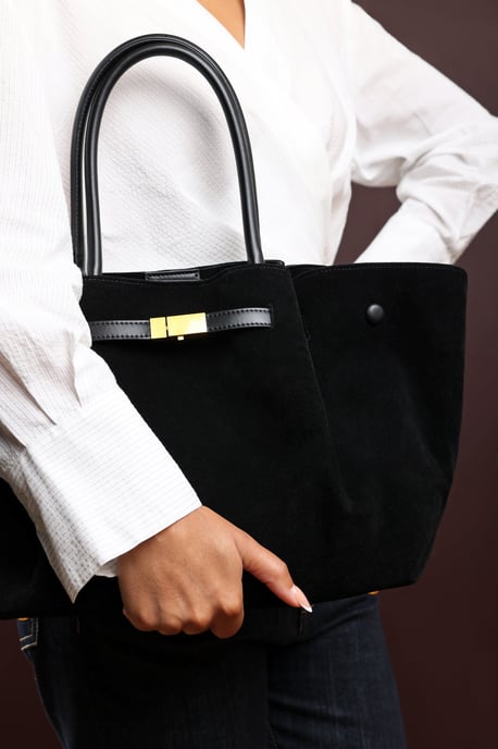 Where's That From Womens 'Dove' Suede Handheld Tote Bag - Image 6