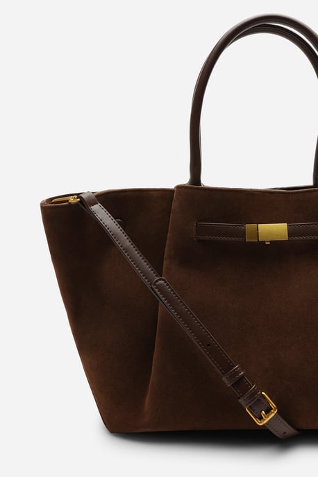 Where's That From Womens 'Dove' Suede Handheld Tote Bag - Image 3
