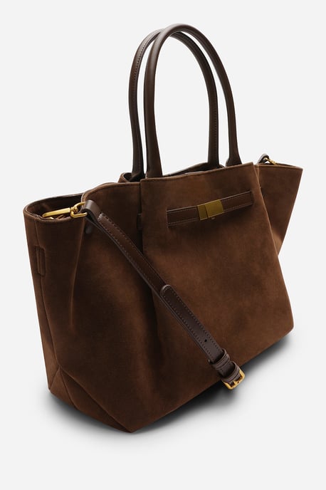 Where's That From Womens 'Dove' Suede Handheld Tote Bag - Image 4