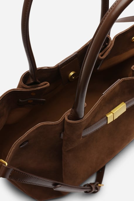 Where's That From Womens 'Dove' Suede Handheld Tote Bag - Image 5