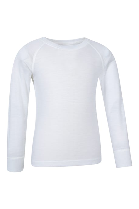 'Merino II' Kids Thermal Base Layer Top Long Sleeve Quick Wicking White - Image 2