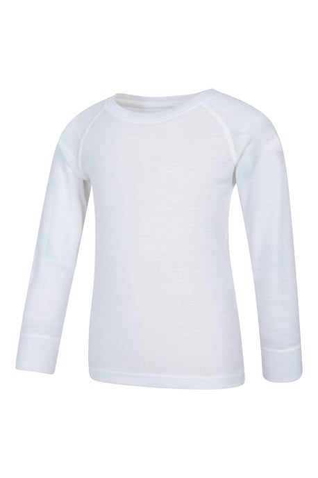 'Merino II' Kids Thermal Base Layer Top Long Sleeve Quick Wicking White - Image 4