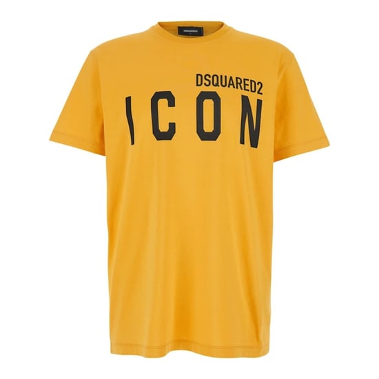 Dsquared2 Zonnebloemgeel T-shirt Groot Icon Zwart Logo - Image 1