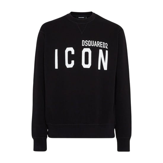 Dsquared2 Zwarte Sweater Met Ronde Hals, Grote Maat Met Wit Logo - Image 1