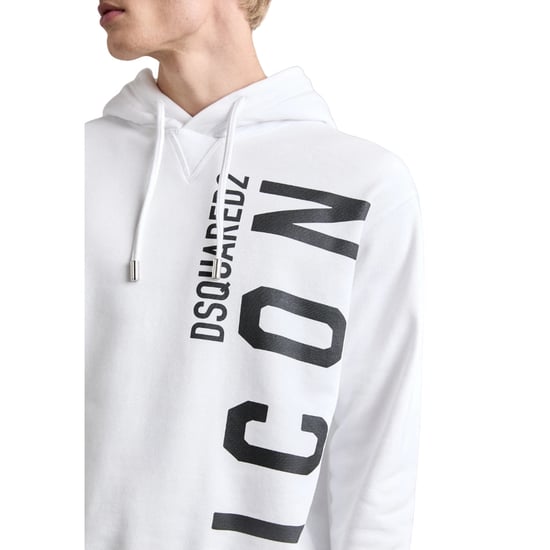 Dsquared2 Vit Hoodie Stor Svart Ikon Logotyp - Image 4