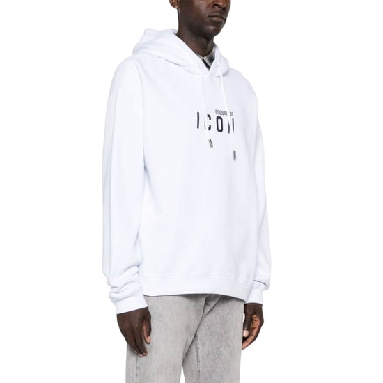 Dsquared2 Vit Hoodie Svart Ikon Logotyp - Image 2