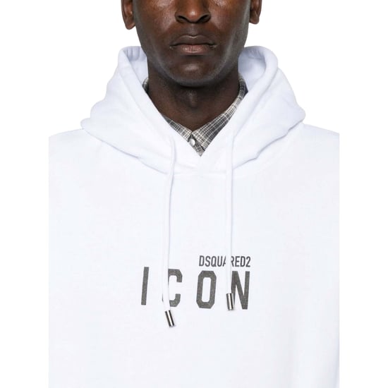 Dsquared2 Vit Hoodie Svart Ikon Logotyp - Image 4
