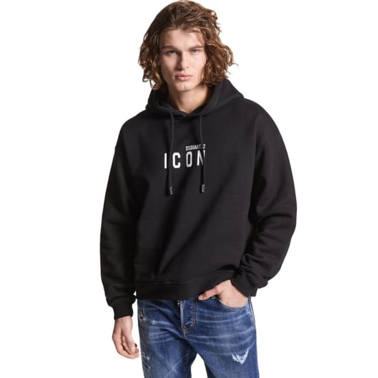 Dsquared2 Avslappnad Svart Hoodie Vit Ikon Logotyp - Image 4