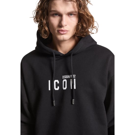 Dsquared2 Avslappnad Svart Hoodie Vit Ikon Logotyp - Image 6