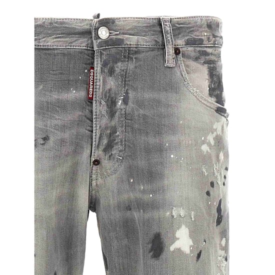 Dsquared2 Grey Skater Jeans Paint Design - Image 3