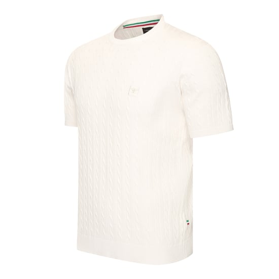 Cappuccino Italia Tee SS Loreto Cable Knit Tee Wit - Image 1