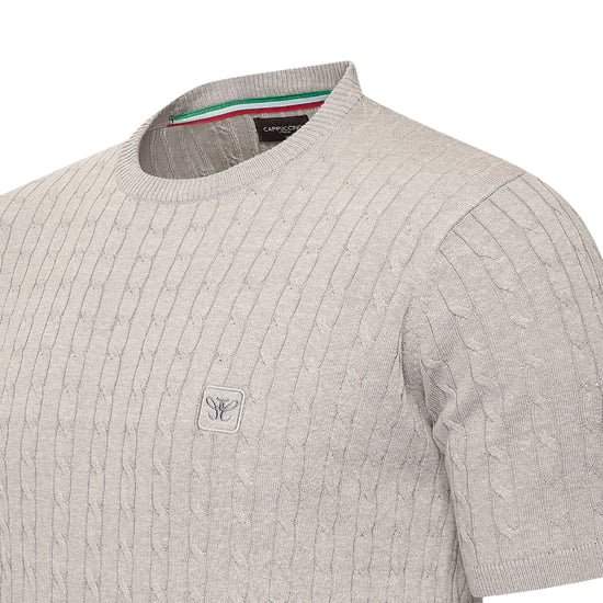 Cappuccino Italia Tee SS Loreto Cable Knit Tee Grijs - Image 2