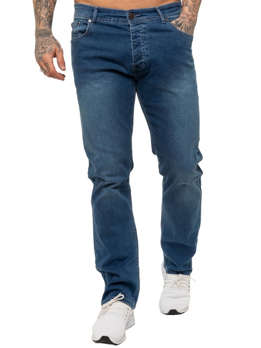 Enzo | Mens Straight Leg Stretch Denim Jeans - Image 3