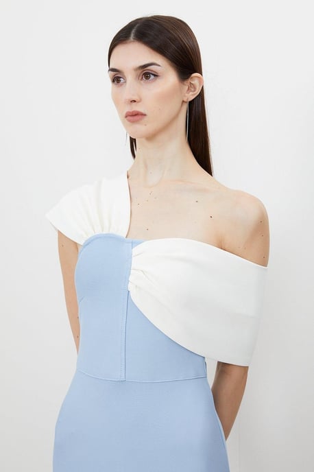 Figure Form Bandage Asymmetric Strap Knit Midi Dress - Image 2