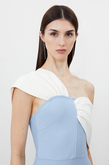 Figure Form Bandage Asymmetric Strap Knit Midi Dress - Image 3