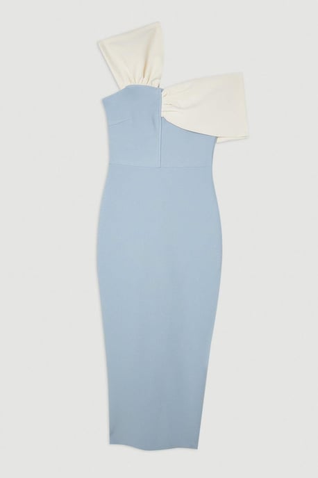 Figure Form Bandage Asymmetric Strap Knit Midi Dress - Image 4