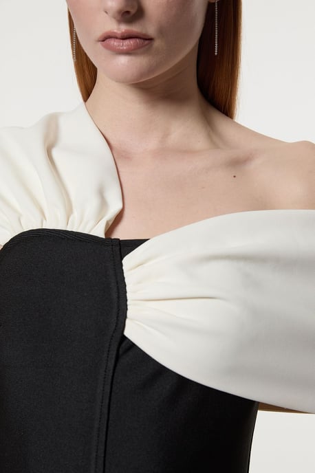 Figure Form Bandage Asymmetric Strap Knit Midi Dress - Image 3