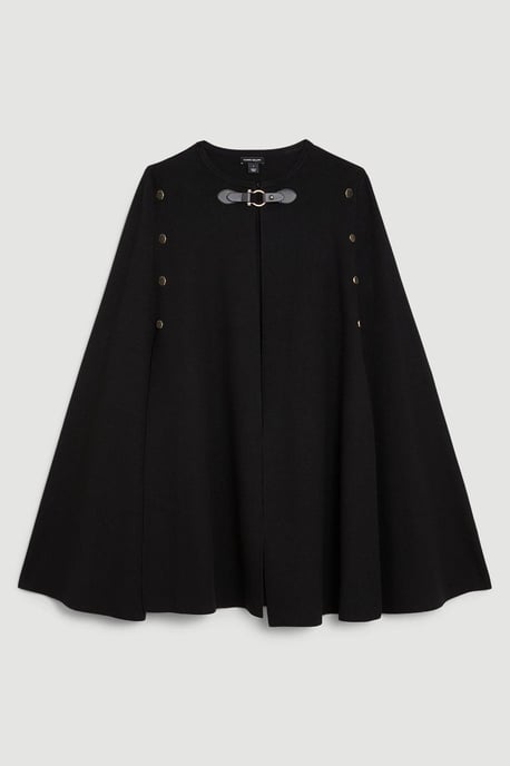 Popper Detail Knit Cape - Image 4