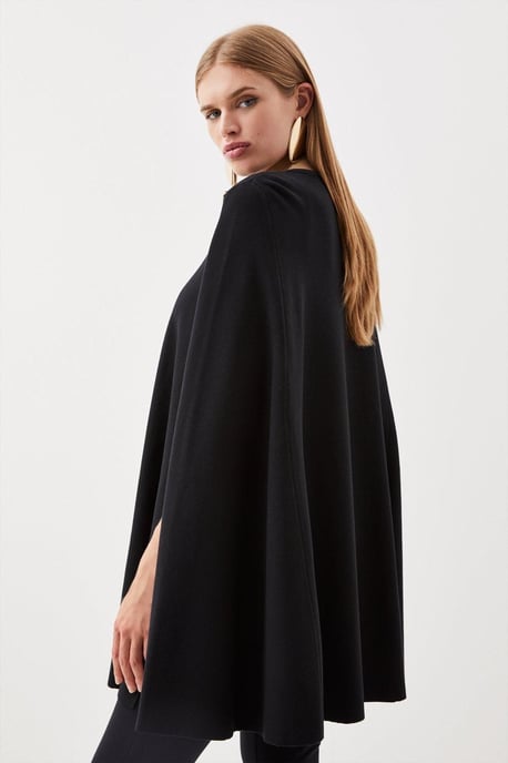 Popper Detail Knit Cape - Image 5