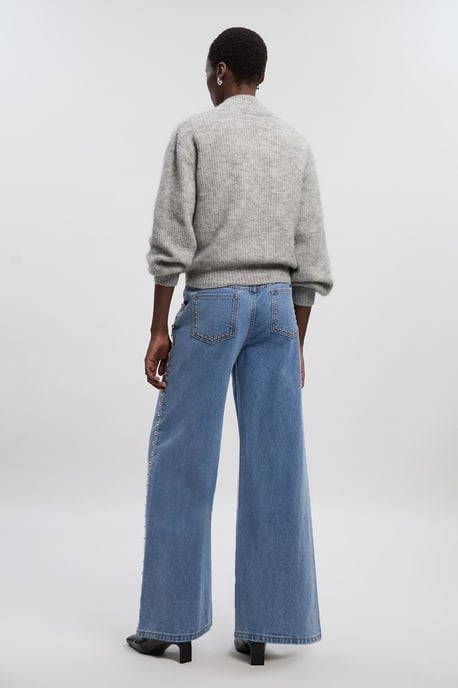 Denim Studded Wide Leg Trouser - Image 5