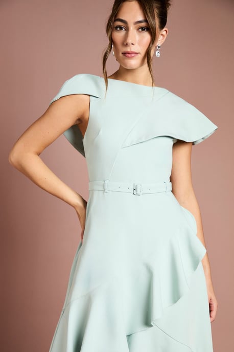Waterfall Crepe Belted Midi Dress - Image 4
