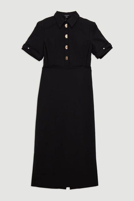 Essential Techno Shirt Sleeve Woven Shirt Dress With Gold Hardware - Image 4