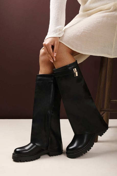 Where's That From Womens 'Brescia' Fold Over Knee High Chunky Sole Boots - Image 2