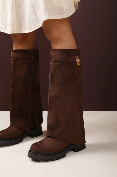 Where's That From Womens 'Brescia' Fold Over Knee High Chunky Sole Boots - Image 2