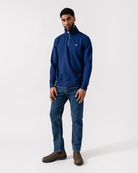 Half Zip Regular Fit Sweatshirt in Dark Blue - Image 3