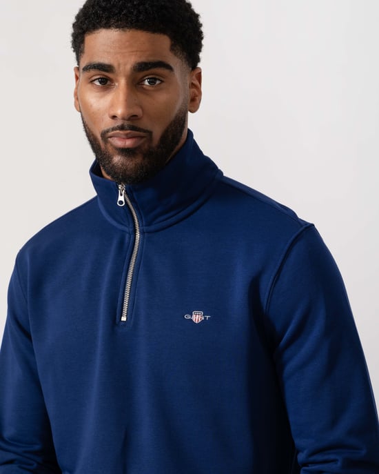 Half Zip Regular Fit Sweatshirt in Dark Blue - Image 4