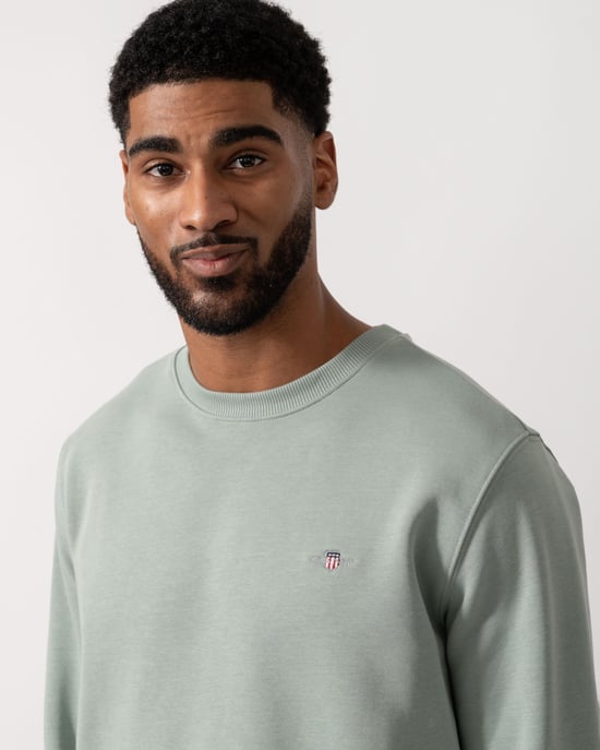 Shield Logo Crew Neck Sweatshirt Regular Fit Sweatshirt in Sage Green - Image 3