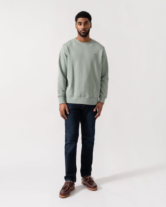 Shield Logo Crew Neck Sweatshirt Regular Fit Sweatshirt in Sage Green - Image 4