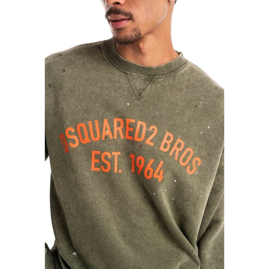 Dsquared2 Bros Est 1964 Design Cypro Fit Militair Groene Sweatshirt - Image 6