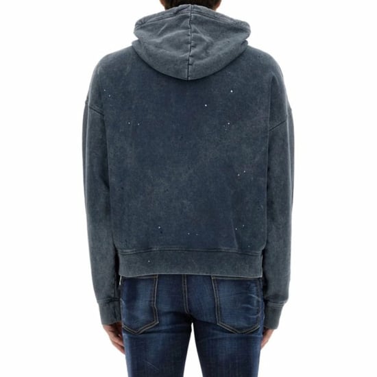 Dsquared2 Bros Est 1964 Logotyp Distressed Cypro Marinblå Huvtröja - Image 4