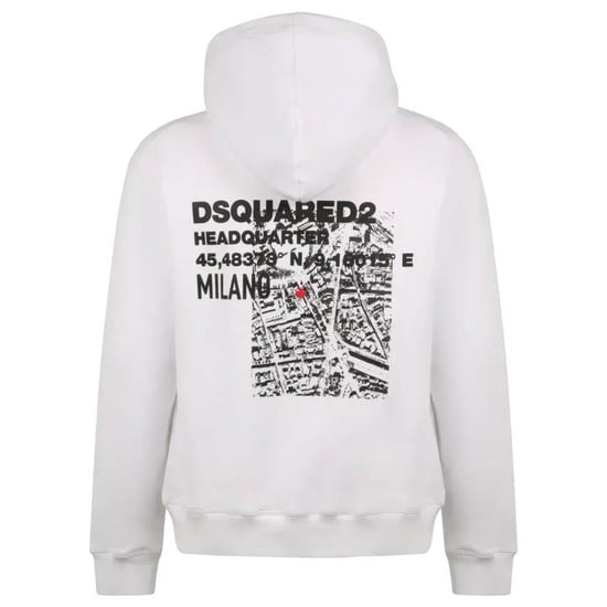 Dsquared2 Headquarters Design Cool Fit Vit Hoodie - Image 2